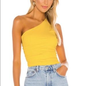 Superdown yellow one shoulder top